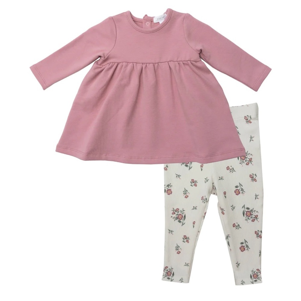 Baby Girl Pink Dress and Leggings Set
